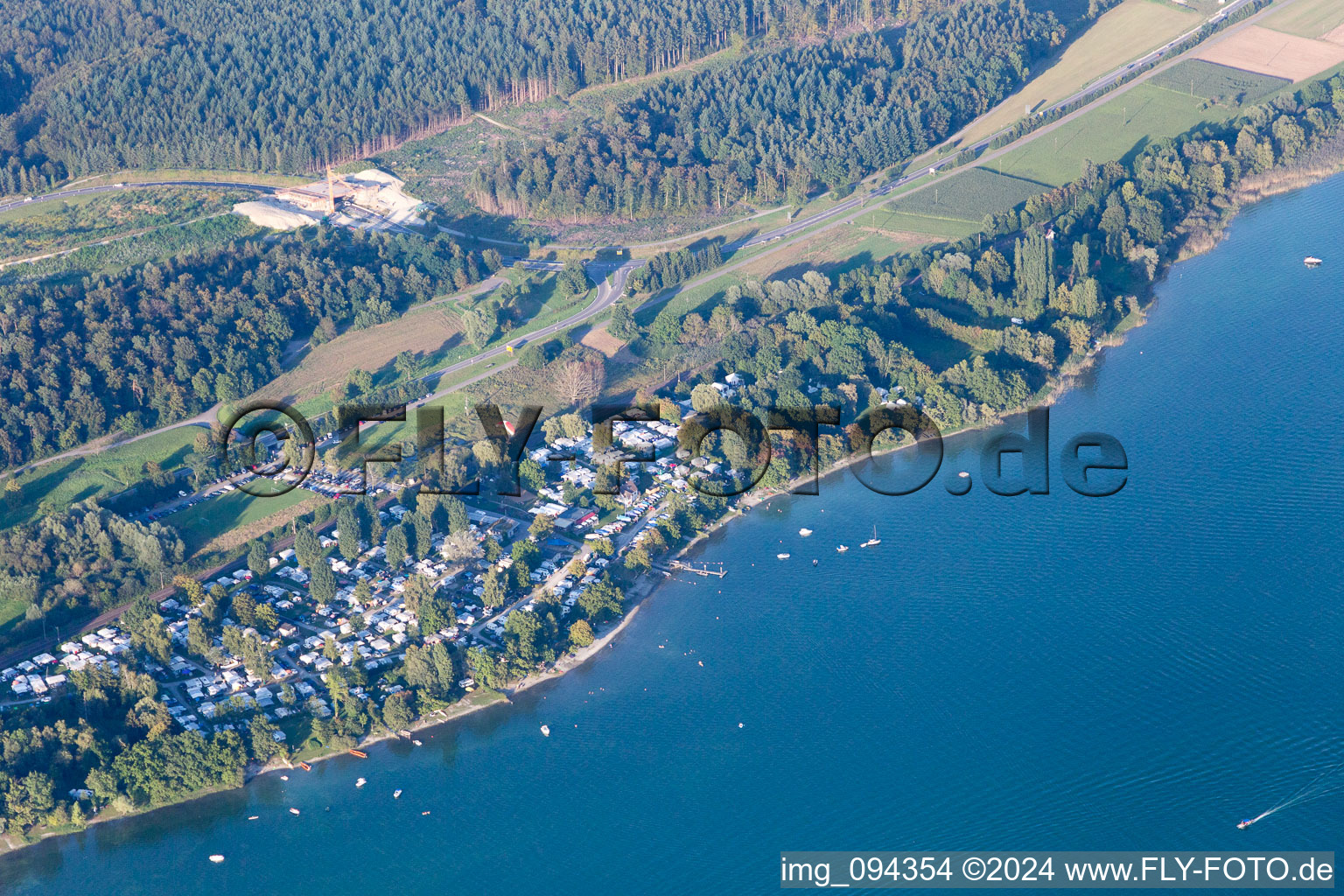 Vue aérienne de Camping Williams à le quartier Niederzell in Reichenau dans le département Bade-Wurtemberg, Allemagne