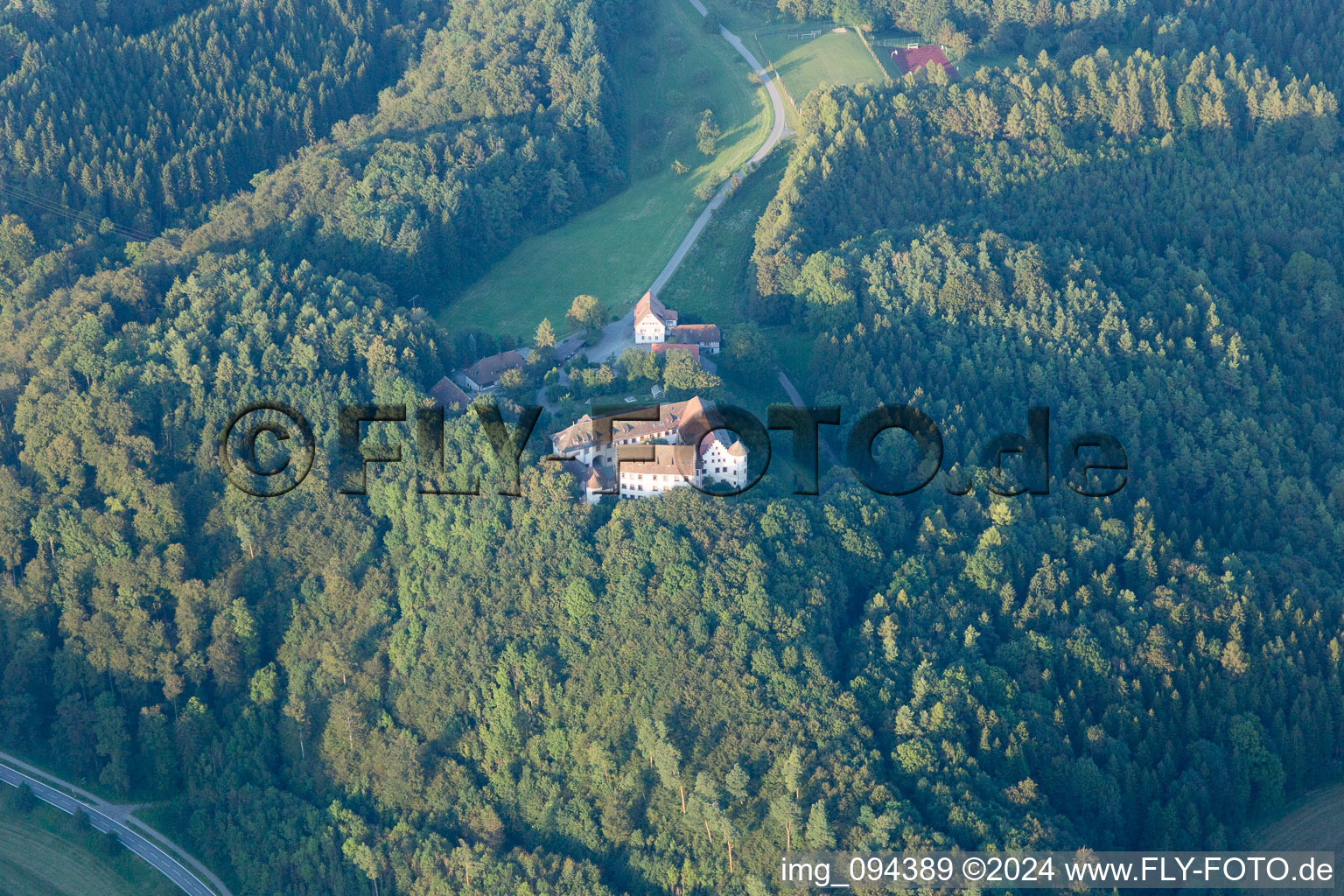 Vue aérienne de École inférieure du château de Salem (Château Hohenfels) à le quartier Kalkofen in Hohenfels dans le département Bade-Wurtemberg, Allemagne