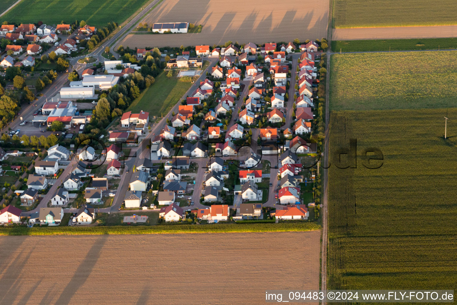 Vue d'oiseau de Steinweiler dans le département Rhénanie-Palatinat, Allemagne