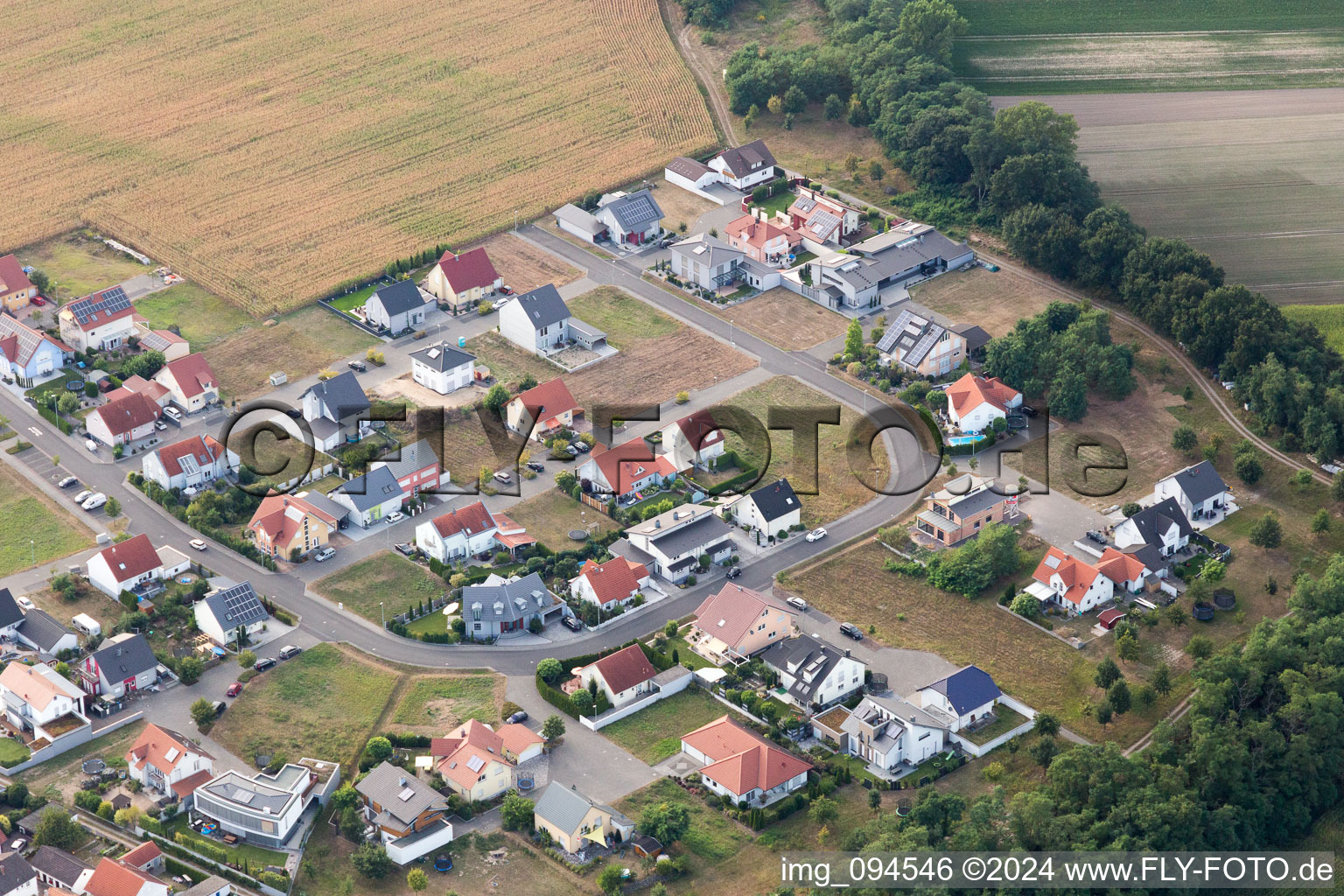 Vue aérienne de Quartier Hardtwald in Neupotz dans le département Rhénanie-Palatinat, Allemagne