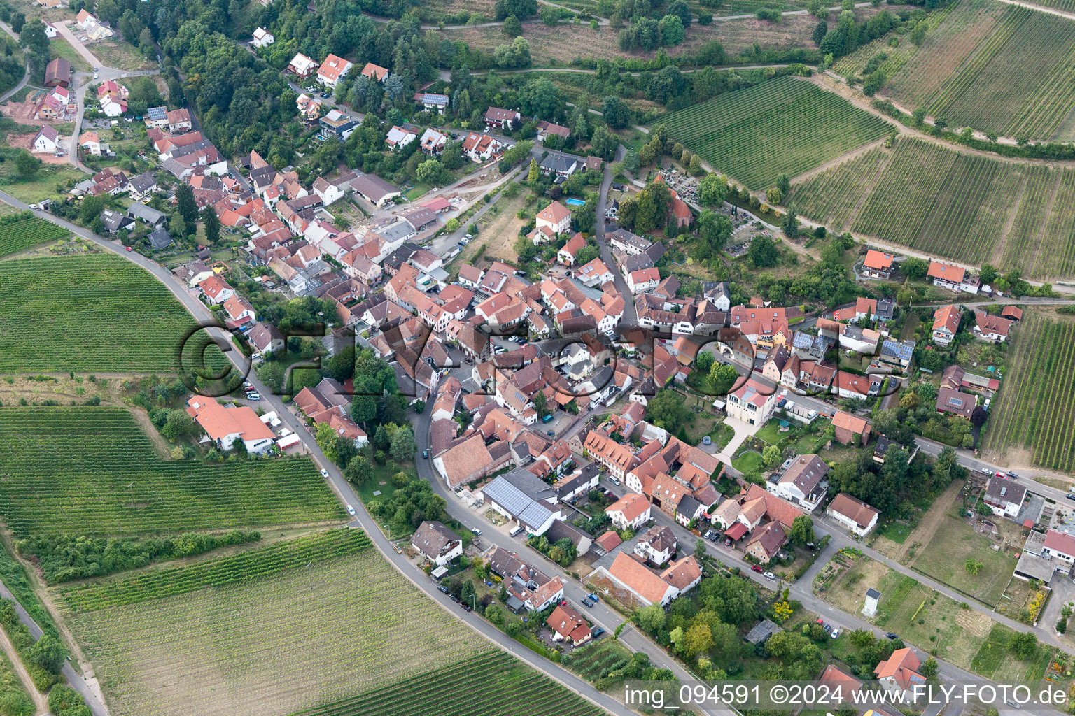 Vue aérienne de Leinsweiler dans le département Rhénanie-Palatinat, Allemagne