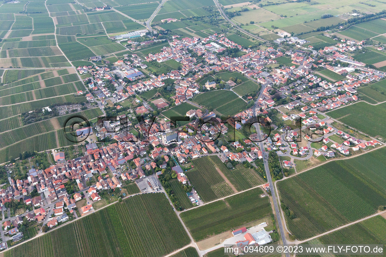 Edesheim dans le département Rhénanie-Palatinat, Allemagne du point de vue du drone