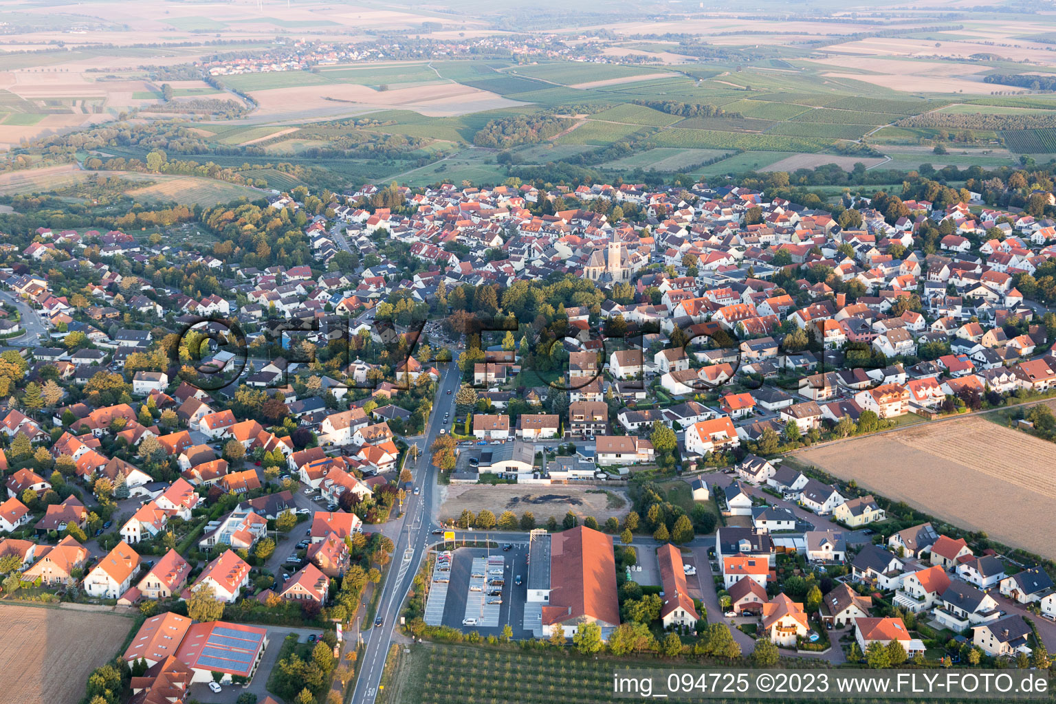 Vue aérienne de Zornheim dans le département Rhénanie-Palatinat, Allemagne