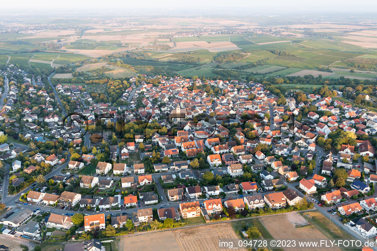 Vue aérienne de Zornheim dans le département Rhénanie-Palatinat, Allemagne