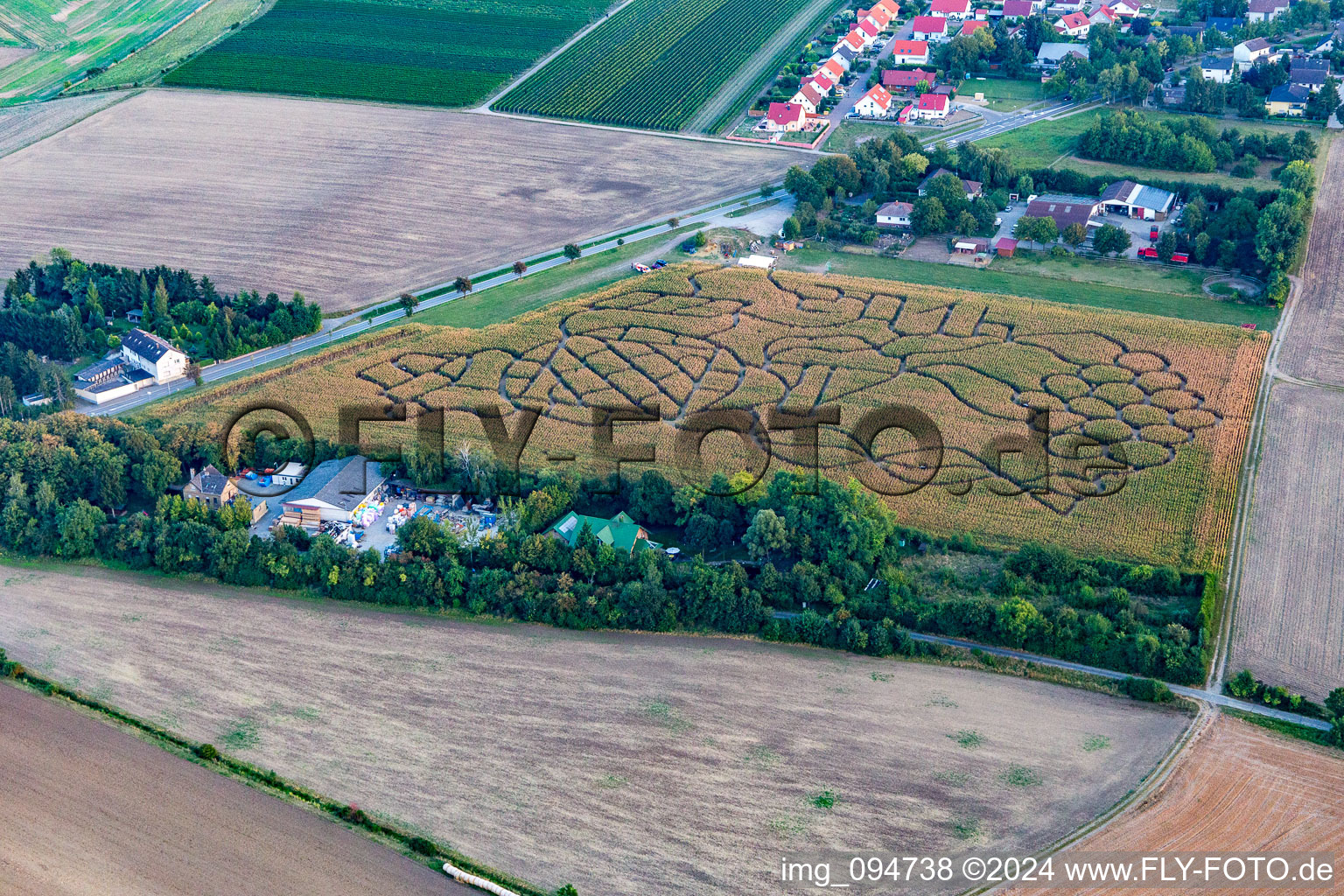 Vue aérienne de Labyrinthe de maïs à Dalheim dans le département Rhénanie-Palatinat, Allemagne