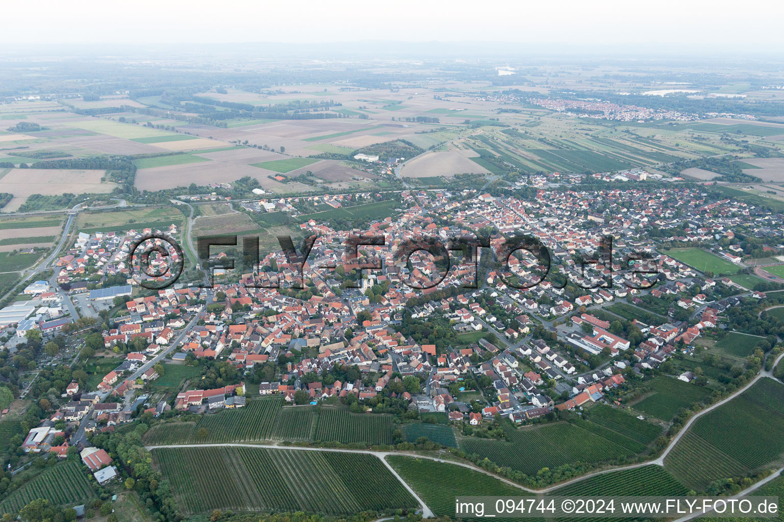 Enregistrement par drone de Guntersblum dans le département Rhénanie-Palatinat, Allemagne