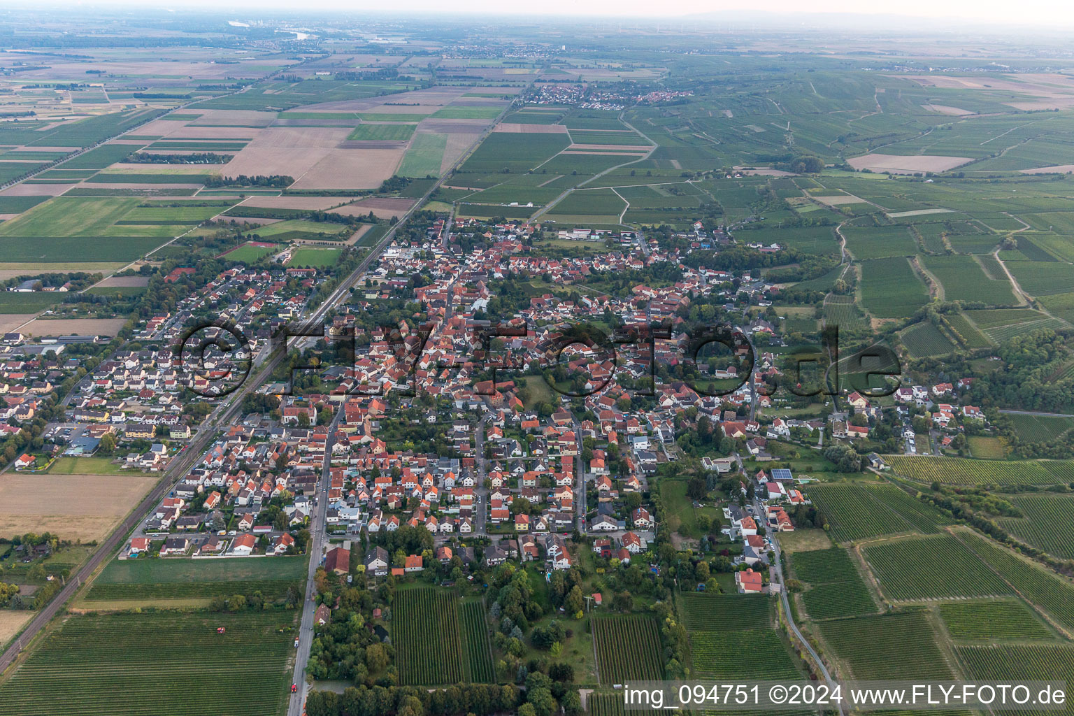 Vue aérienne de Alsheim dans le département Rhénanie-Palatinat, Allemagne