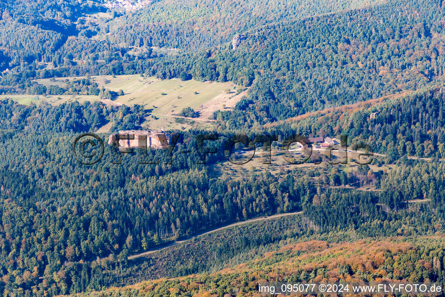 Vue aérienne de Ruines du château de Fleckenstein à Lembach dans le département Bas Rhin, France