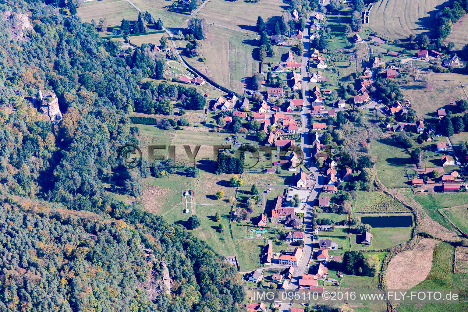Vue oblique de Obersteinbach dans le département Bas Rhin, France