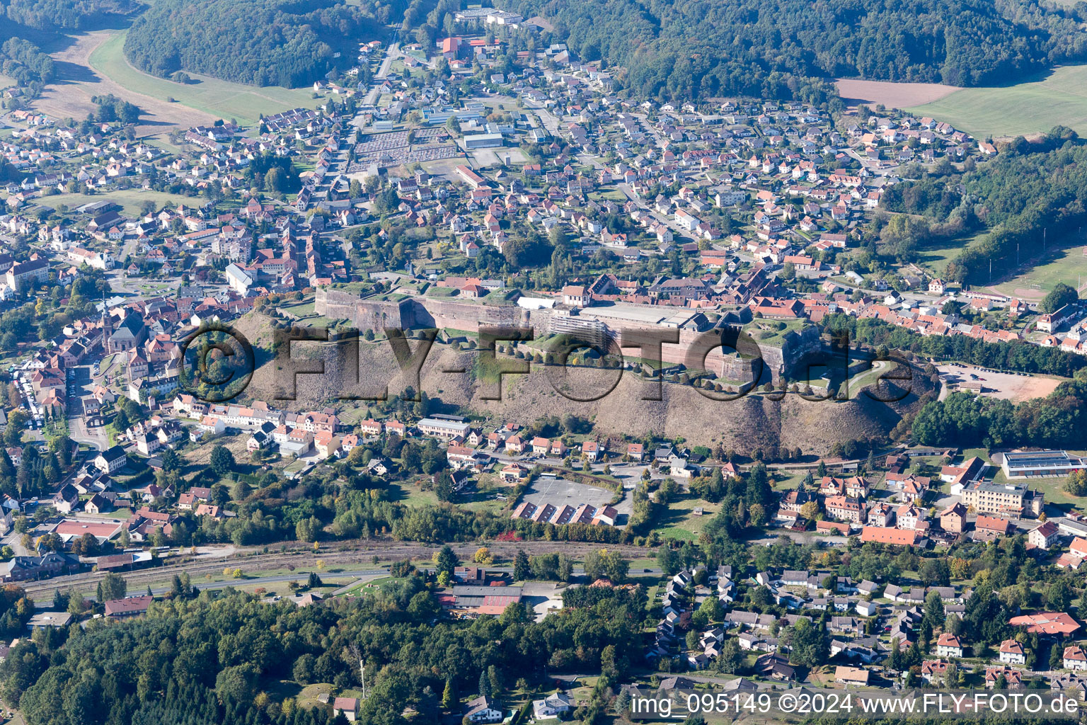 Vue aérienne de Bitche dans le département Moselle, France