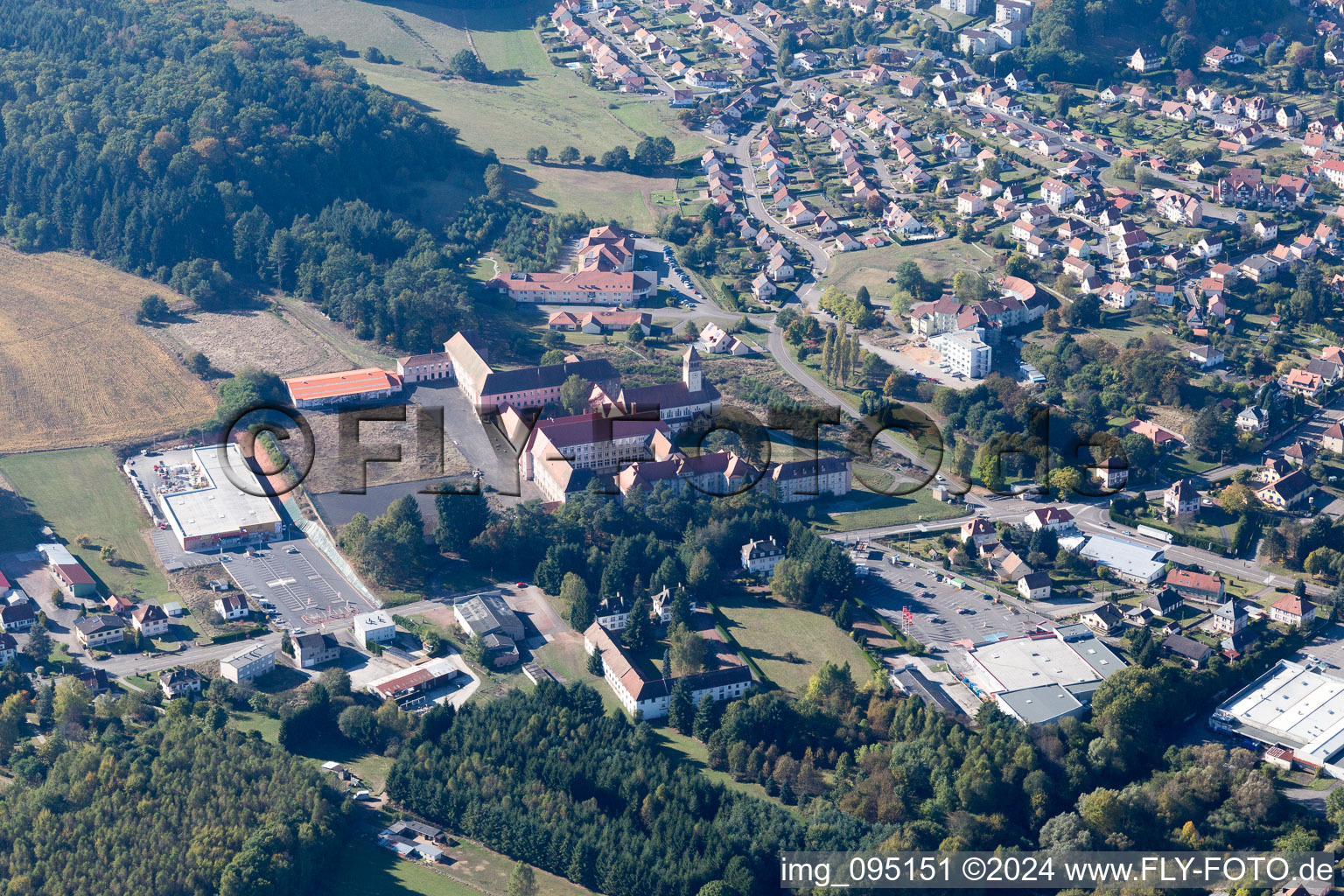 Vue oblique de Bitche dans le département Moselle, France