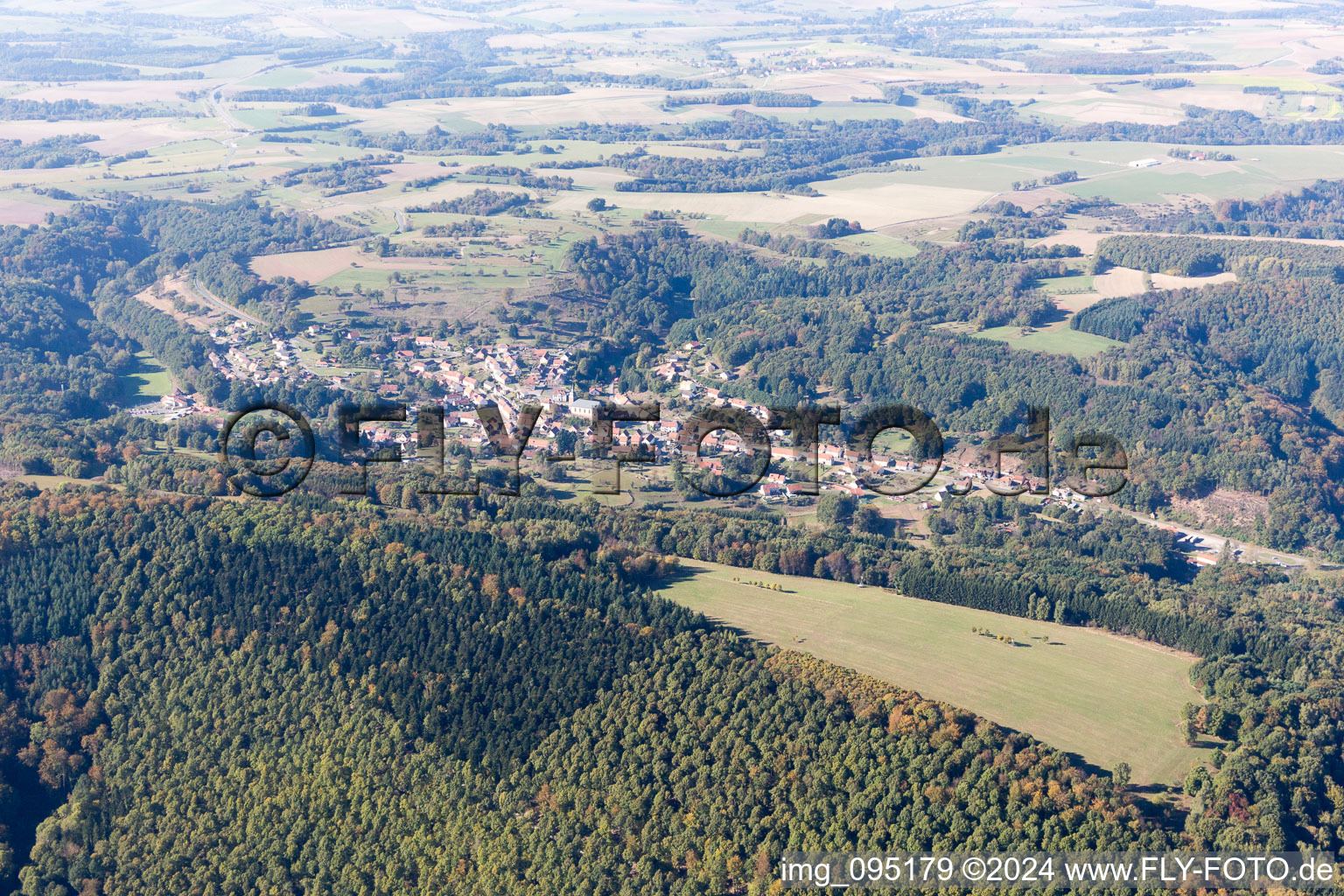 Vue oblique de Bitche dans le département Moselle, France