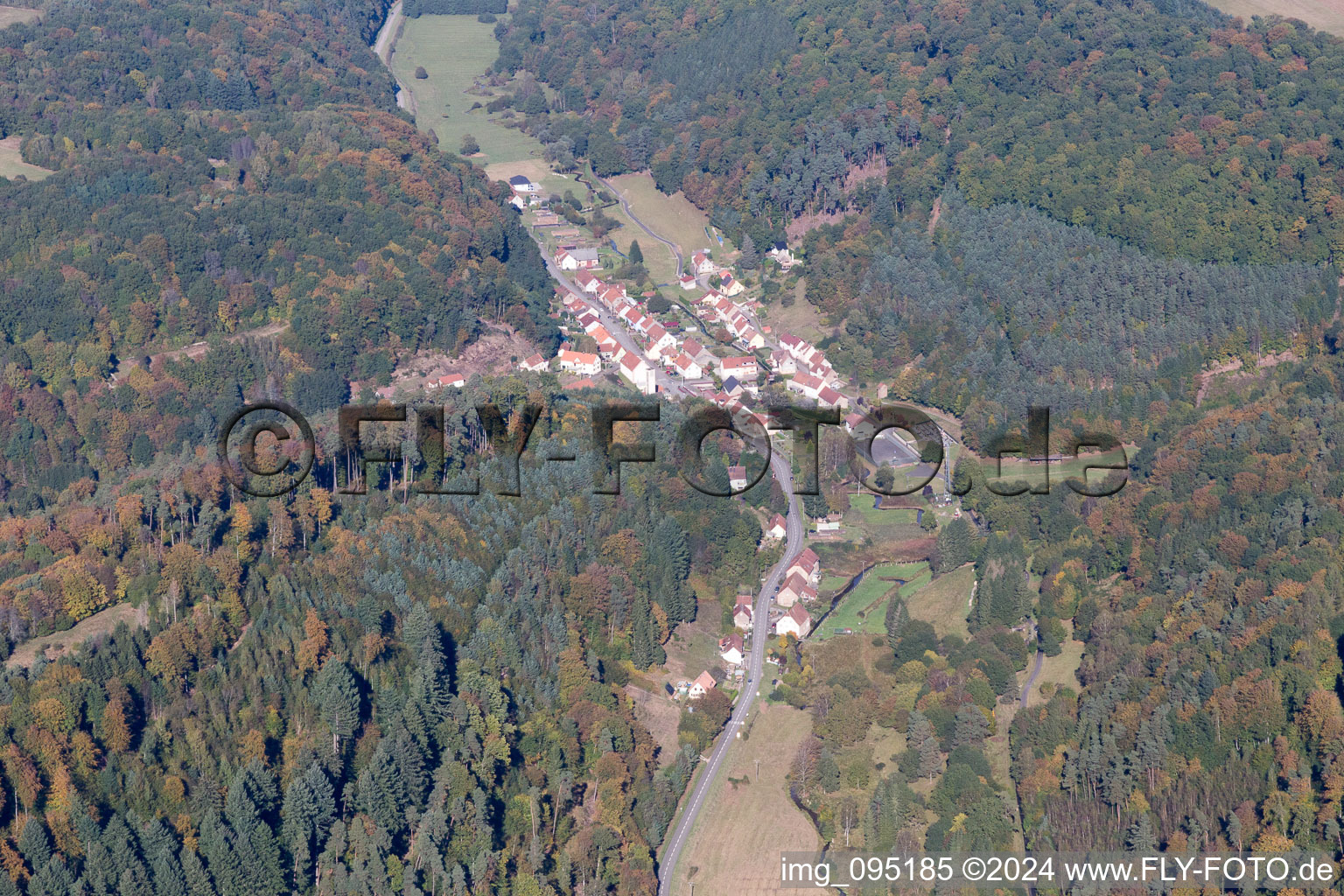 Vue aérienne de Schorbach dans le département Moselle, France