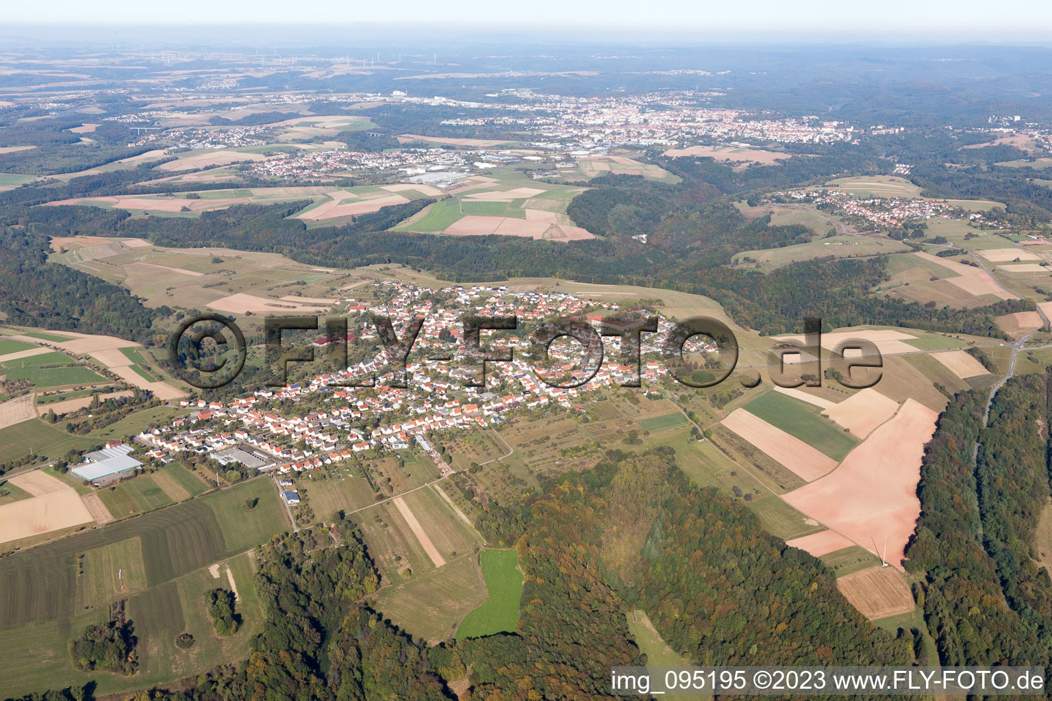 Vue aérienne de Vinningen dans le département Rhénanie-Palatinat, Allemagne