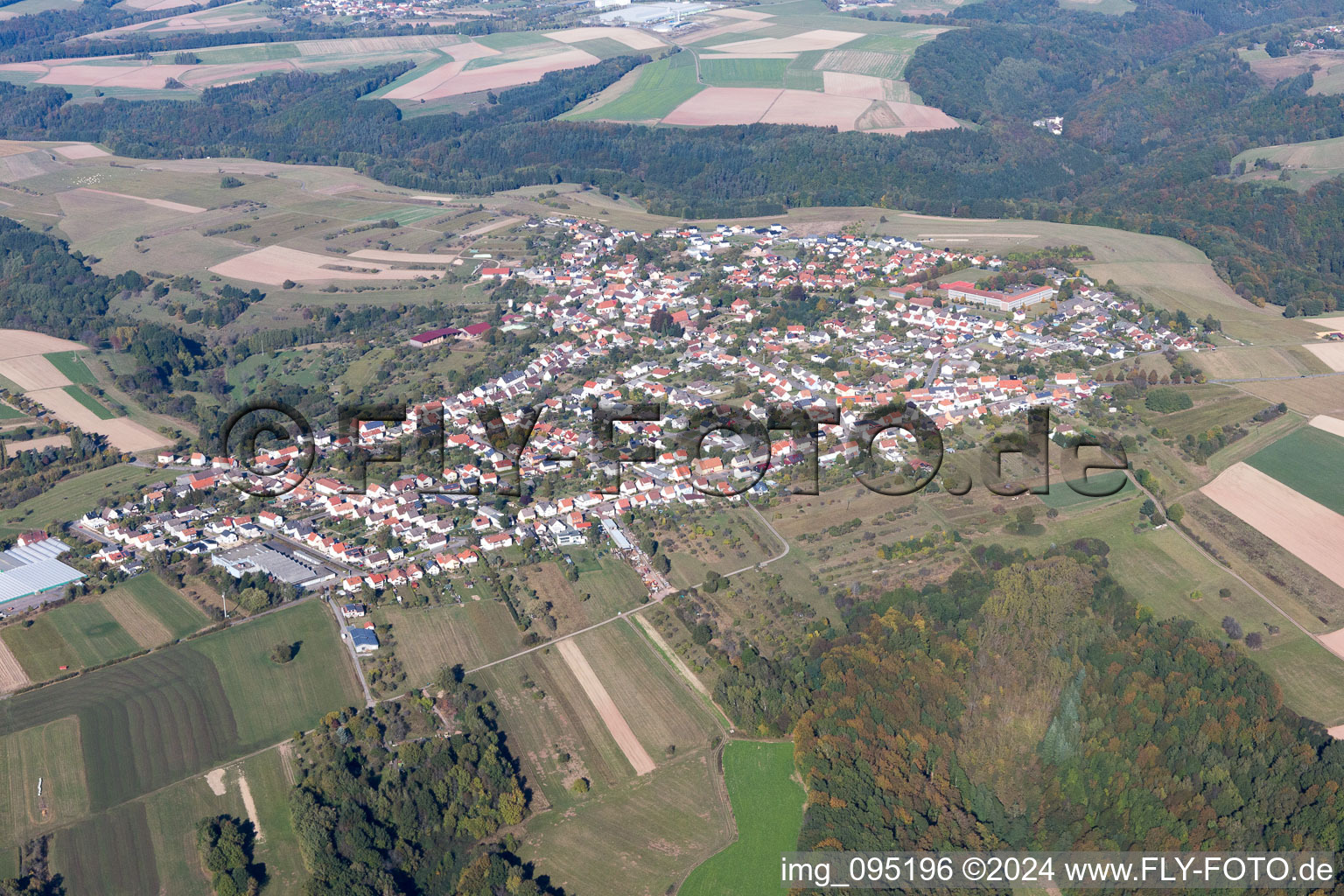 Vue aérienne de Vinningen dans le département Rhénanie-Palatinat, Allemagne