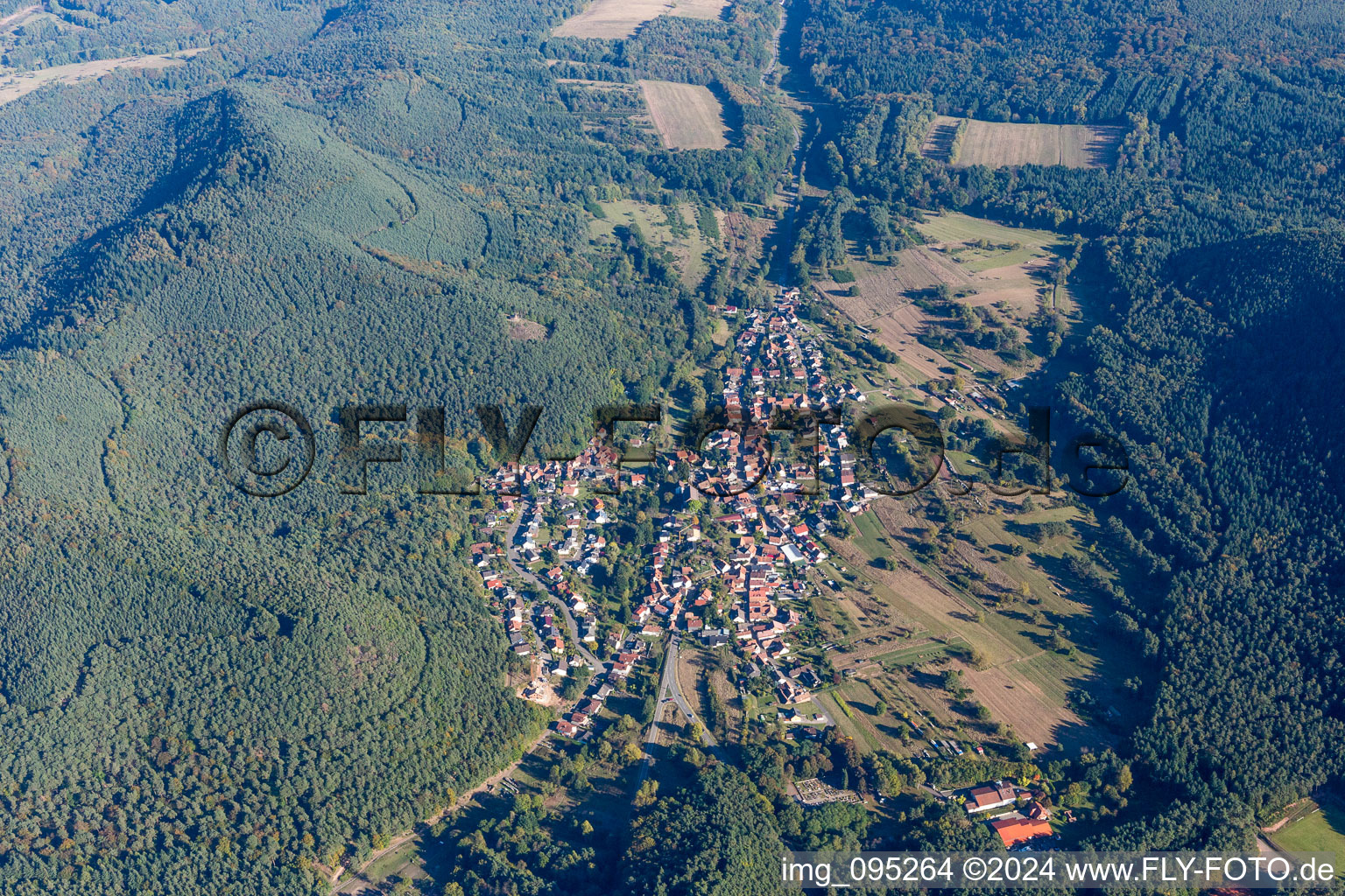 Vue aérienne de Champs agricoles et surfaces utilisables à Birkenhördt dans le département Rhénanie-Palatinat, Allemagne