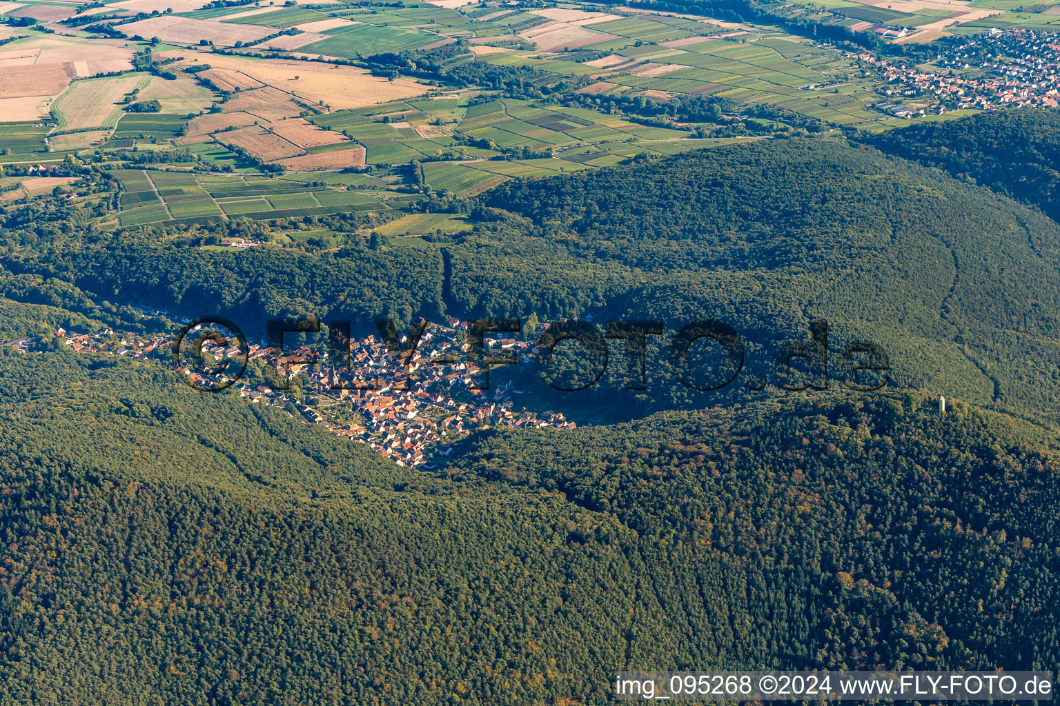 Vue aérienne de Dörrenbach dans le département Rhénanie-Palatinat, Allemagne