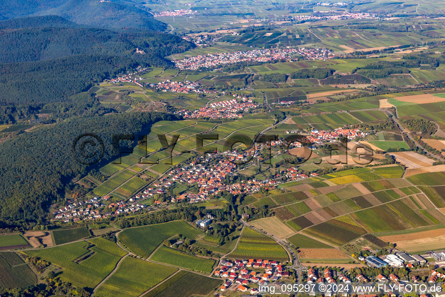 Vue aérienne de Du sud à le quartier Pleisweiler in Pleisweiler-Oberhofen dans le département Rhénanie-Palatinat, Allemagne