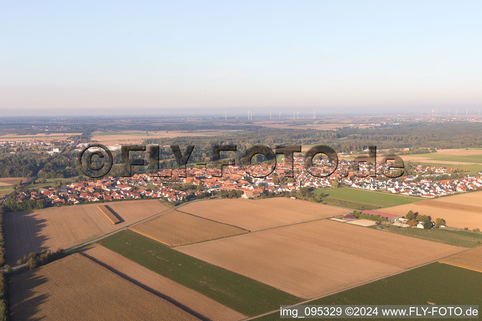 Steinweiler dans le département Rhénanie-Palatinat, Allemagne du point de vue du drone