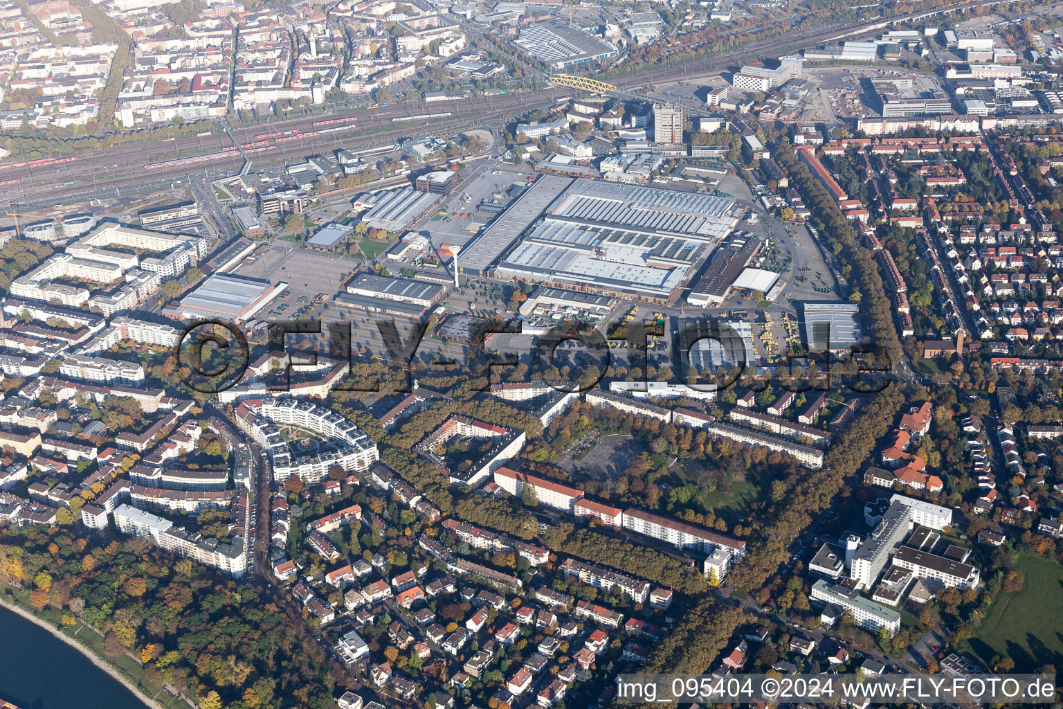 Vue aérienne de Quartier Lindenhof in Mannheim dans le département Bade-Wurtemberg, Allemagne