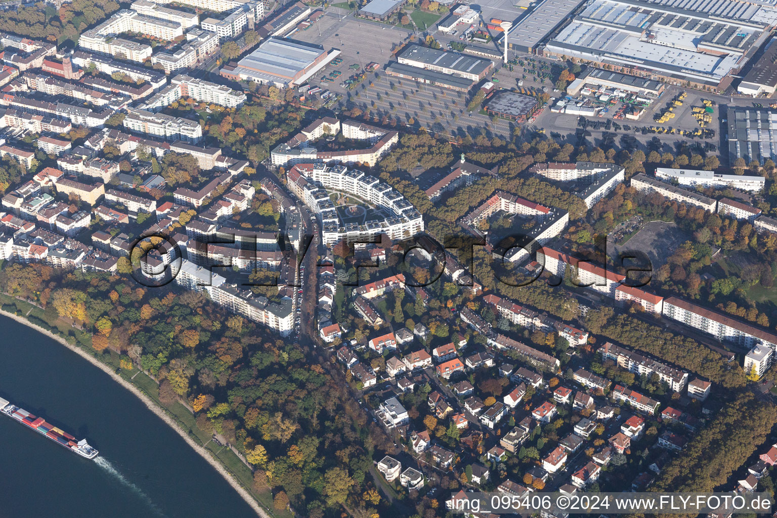 Vue oblique de Quartier Lindenhof in Mannheim dans le département Bade-Wurtemberg, Allemagne