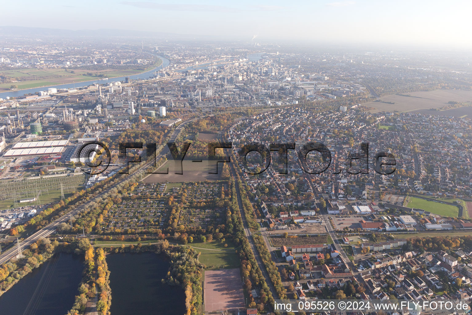 Vue d'oiseau de Quartier Oppau in Ludwigshafen am Rhein dans le département Rhénanie-Palatinat, Allemagne