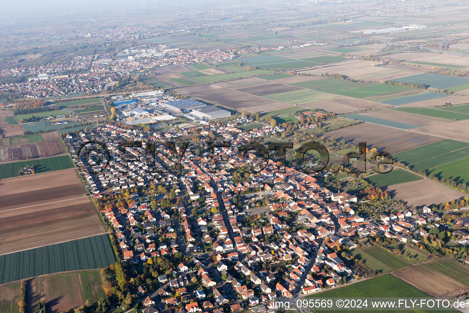 Fußgönheim dans le département Rhénanie-Palatinat, Allemagne depuis l'avion