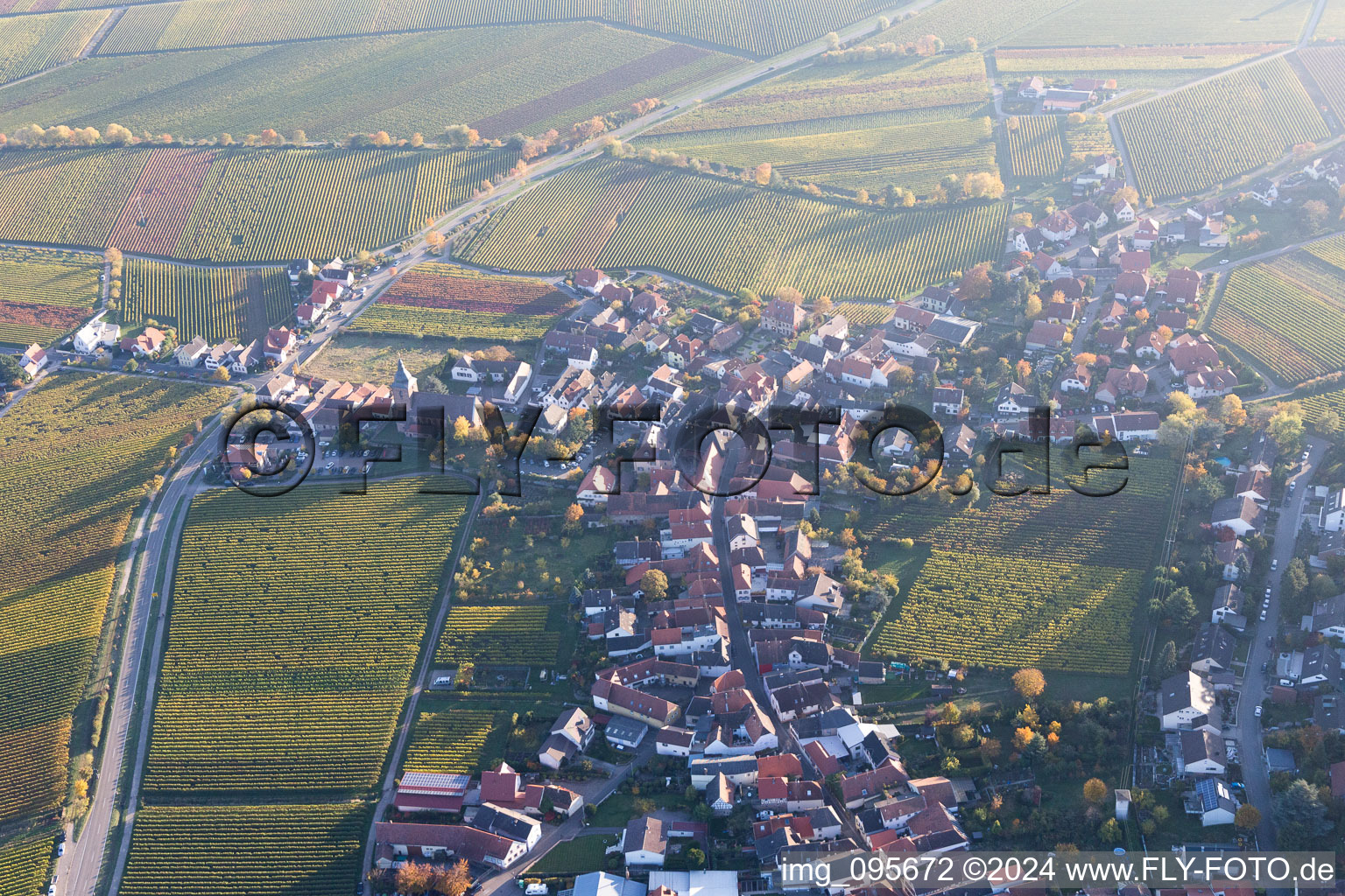 Vue aérienne de Burrweiler dans le département Rhénanie-Palatinat, Allemagne