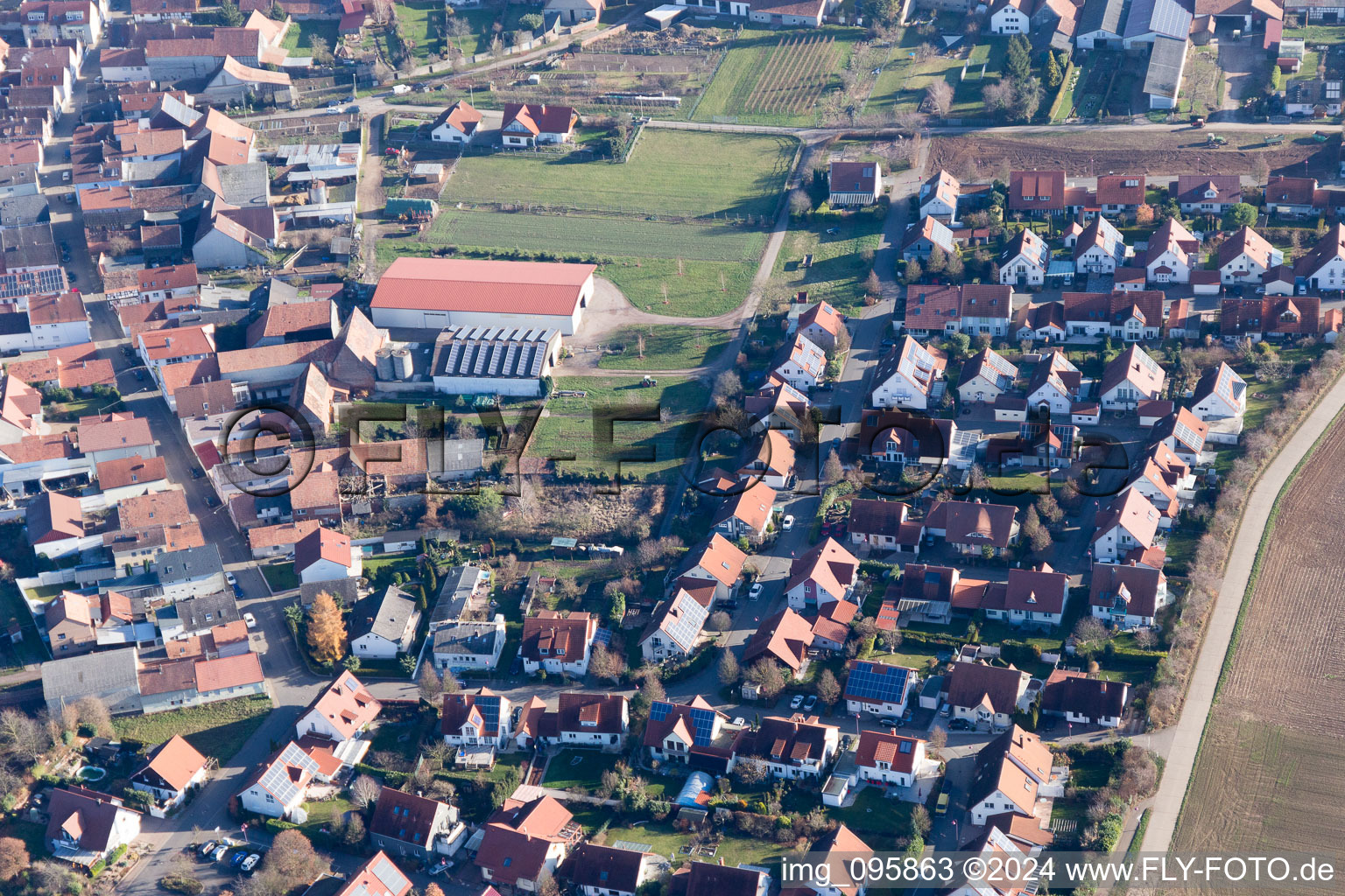 Steinweiler dans le département Rhénanie-Palatinat, Allemagne vu d'un drone