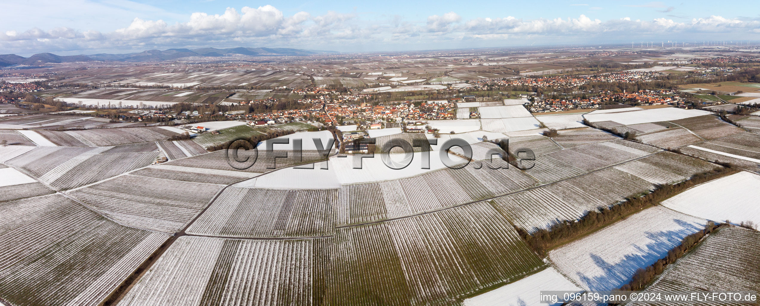 Quartier Ingenheim in Billigheim-Ingenheim dans le département Rhénanie-Palatinat, Allemagne du point de vue du drone