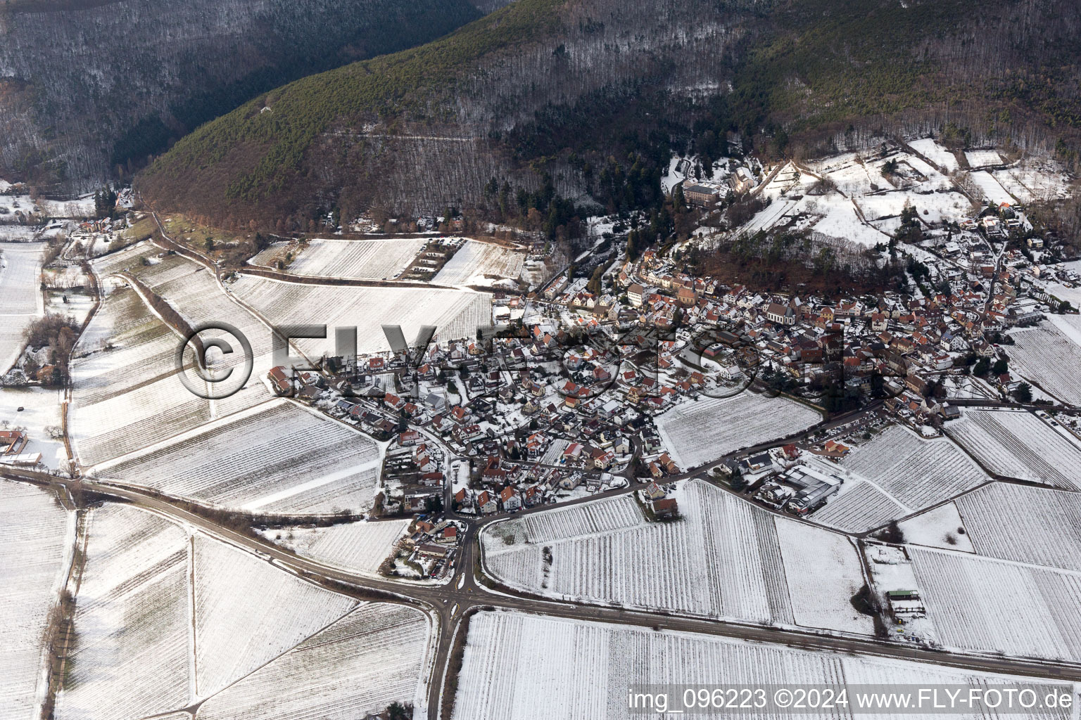 Gleisweiler dans le département Rhénanie-Palatinat, Allemagne du point de vue du drone