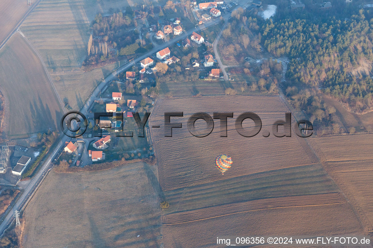 Preuschdorf dans le département Bas Rhin, France d'en haut