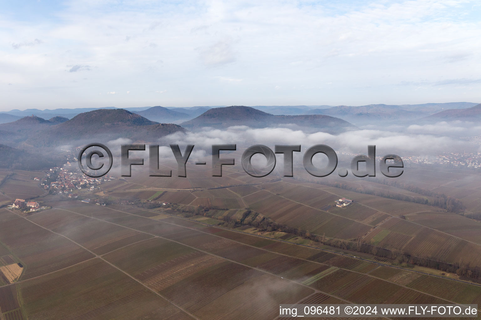 Vue oblique de Leinsweiler dans le département Rhénanie-Palatinat, Allemagne