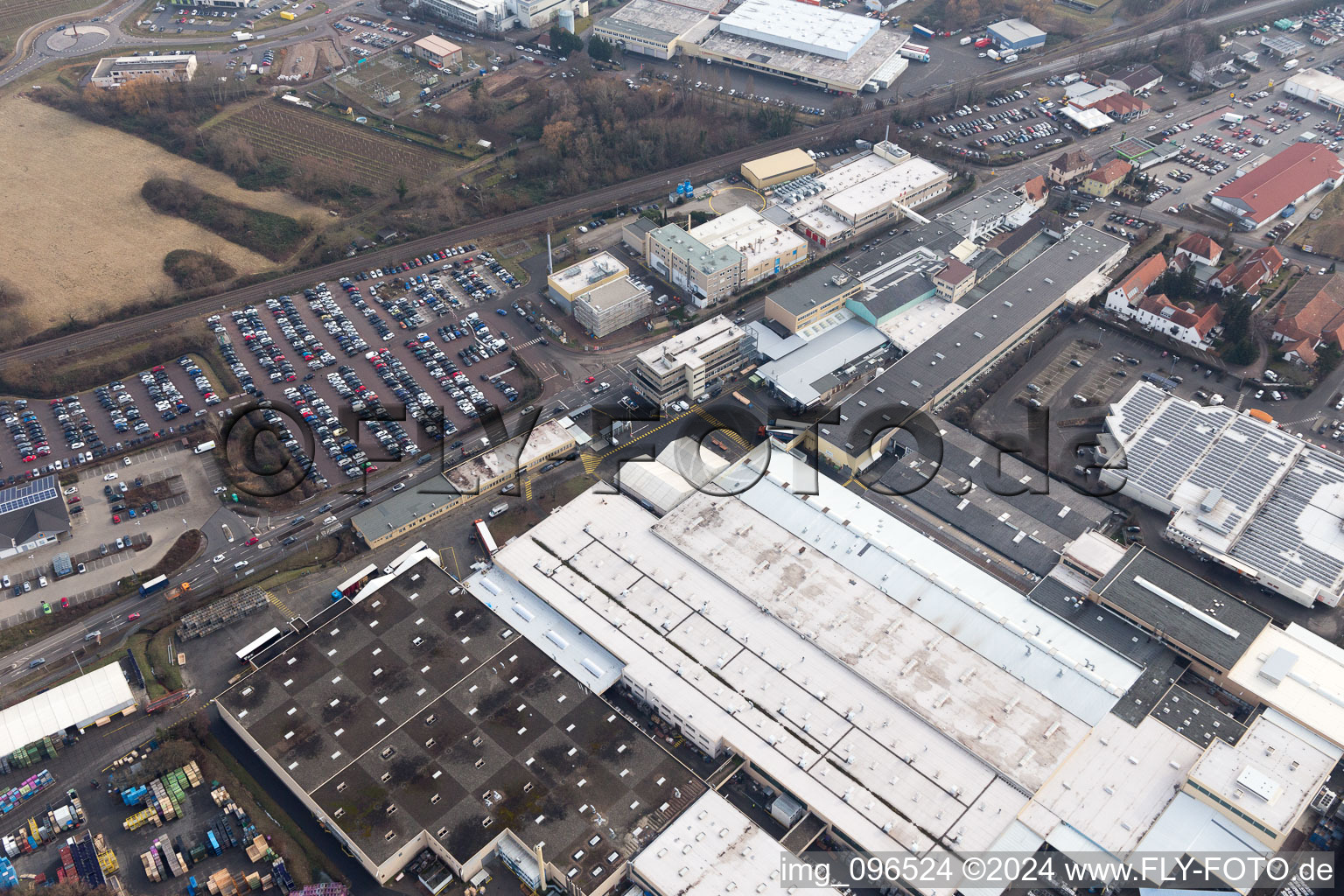 Vue aérienne de Locaux de l'usine de Tenneco Automotive Deutschland GmbH à Edenkoben dans le département Rhénanie-Palatinat, Allemagne