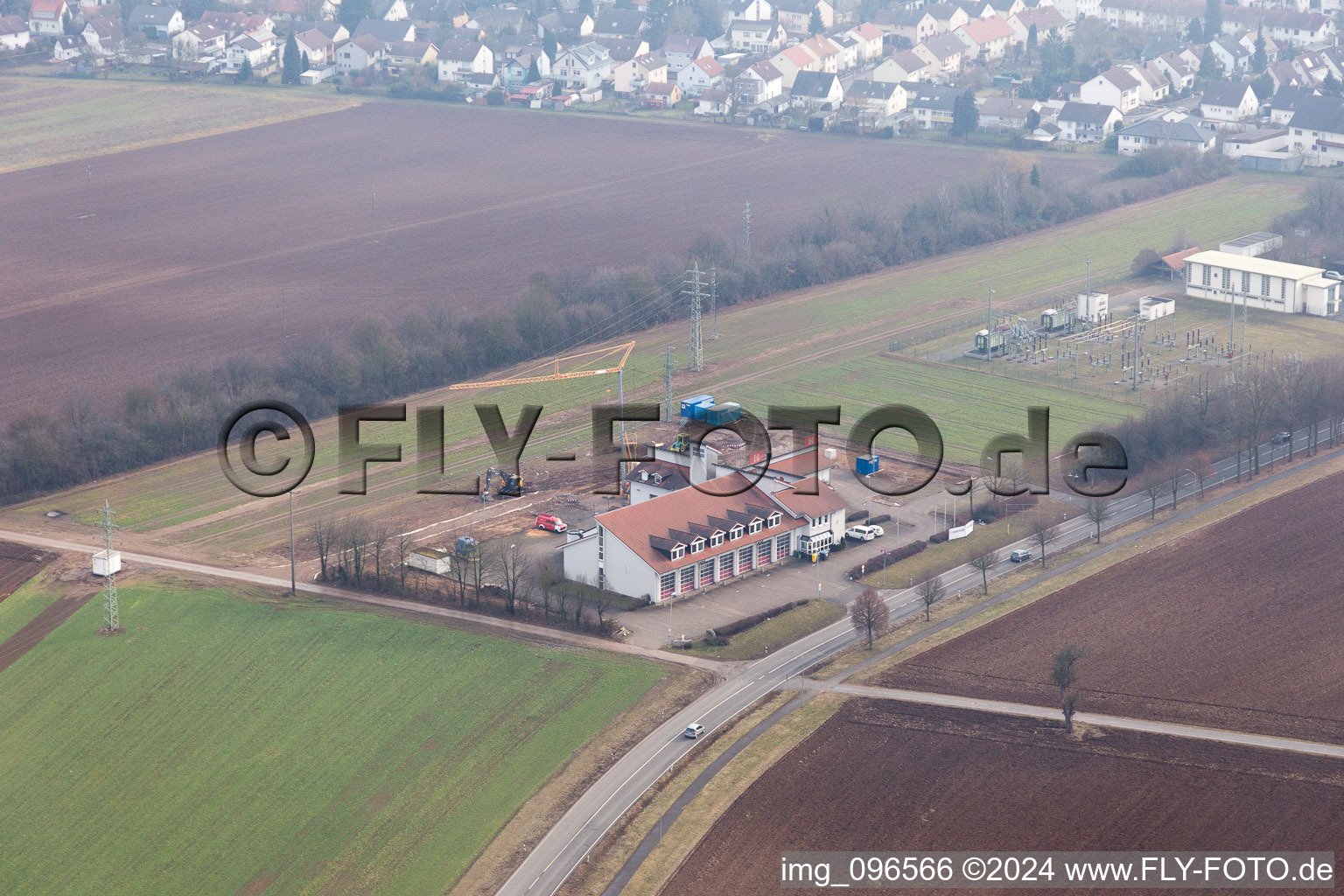 Vue aérienne de Chantier de construction des pompiers à Kandel dans le département Rhénanie-Palatinat, Allemagne