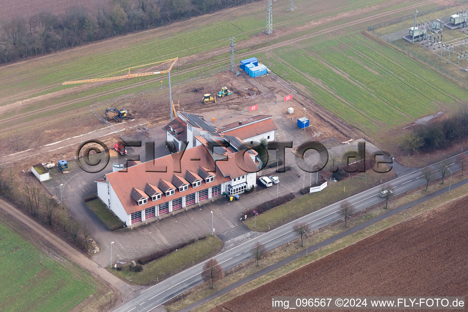 Vue aérienne de Chantier de construction des pompiers à Kandel dans le département Rhénanie-Palatinat, Allemagne