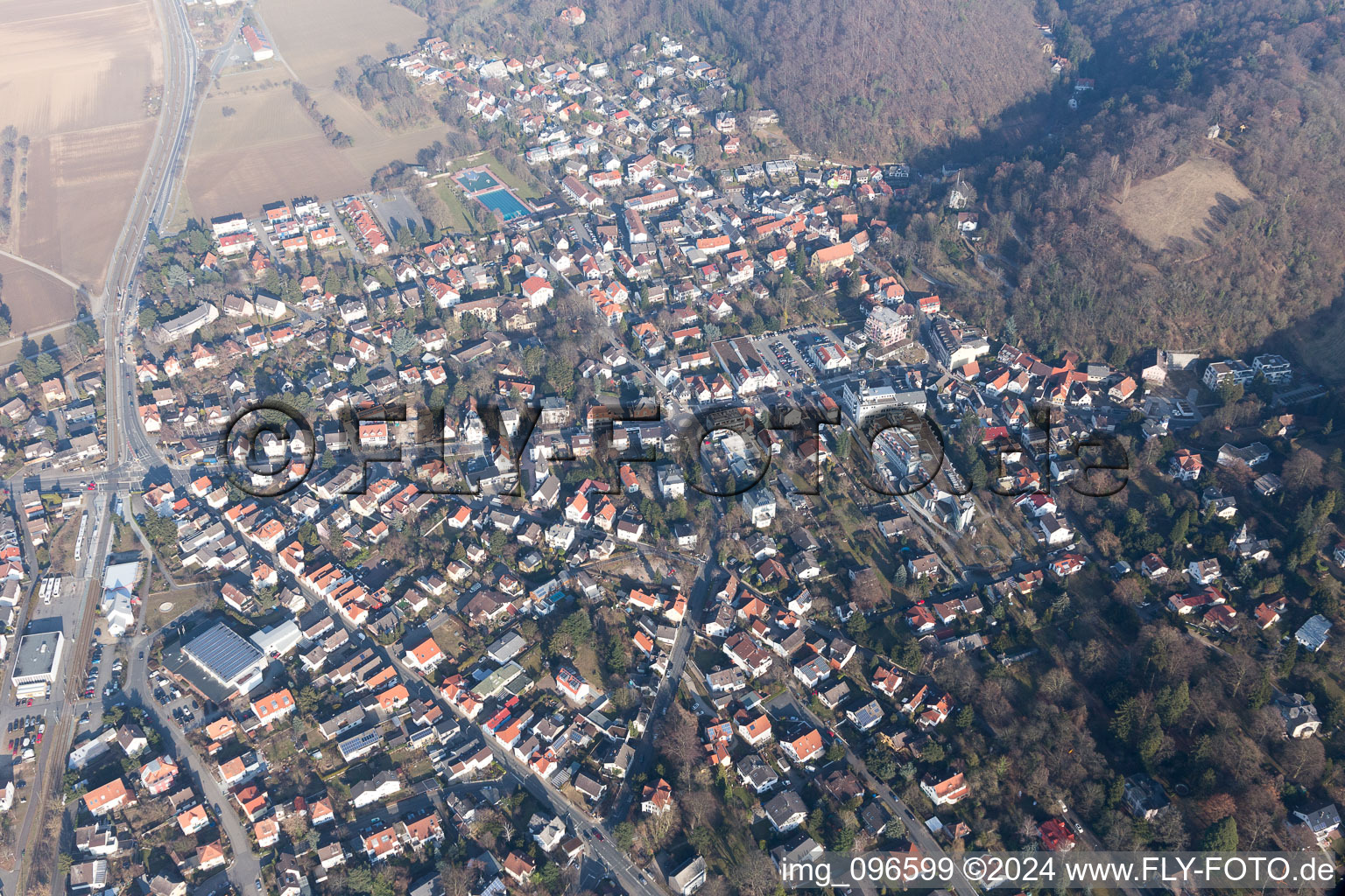 Vue aérienne de Quartier Jugenheim an der Bergstrasse in Seeheim-Jugenheim dans le département Hesse, Allemagne