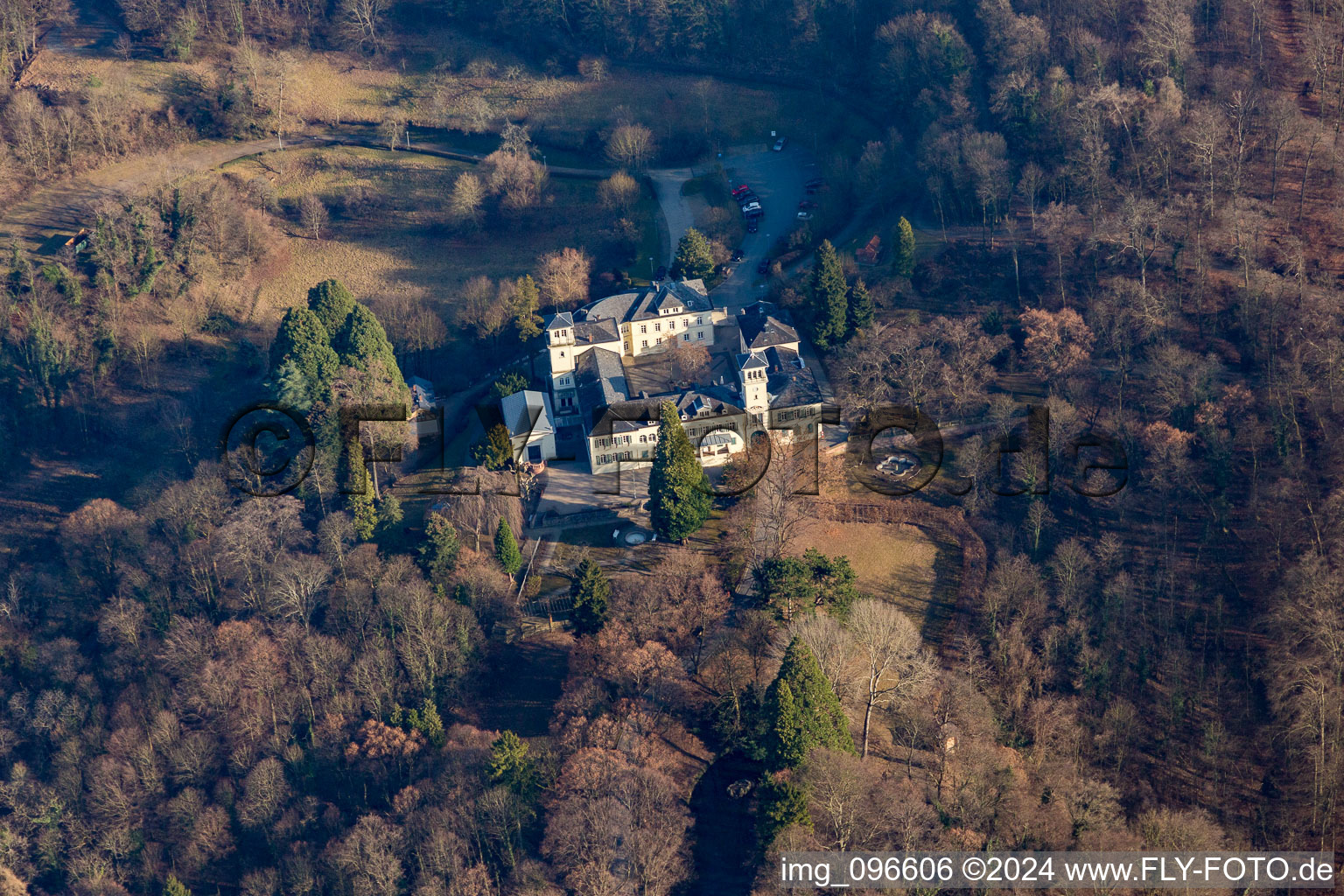 Photographie aérienne de Château d'Heiligenberg à Seeheim-Jugenheim dans le département Hesse, Allemagne