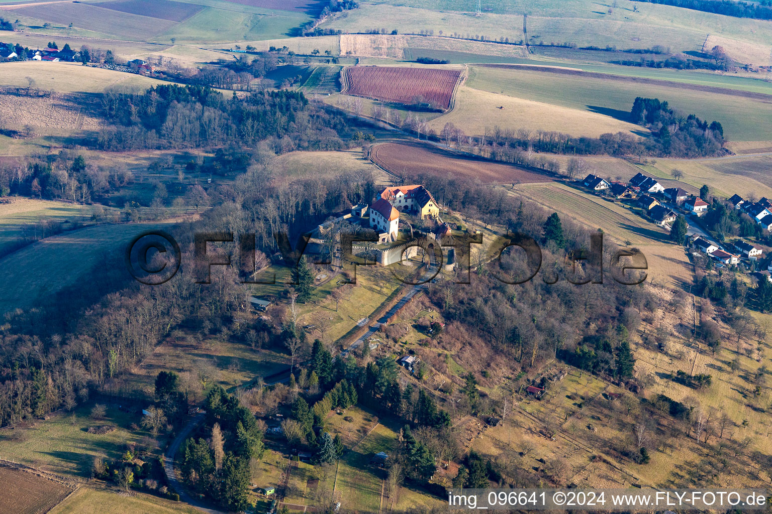 Vue aérienne de Château Reichelsheim à Reichelsheim dans le département Hesse, Allemagne