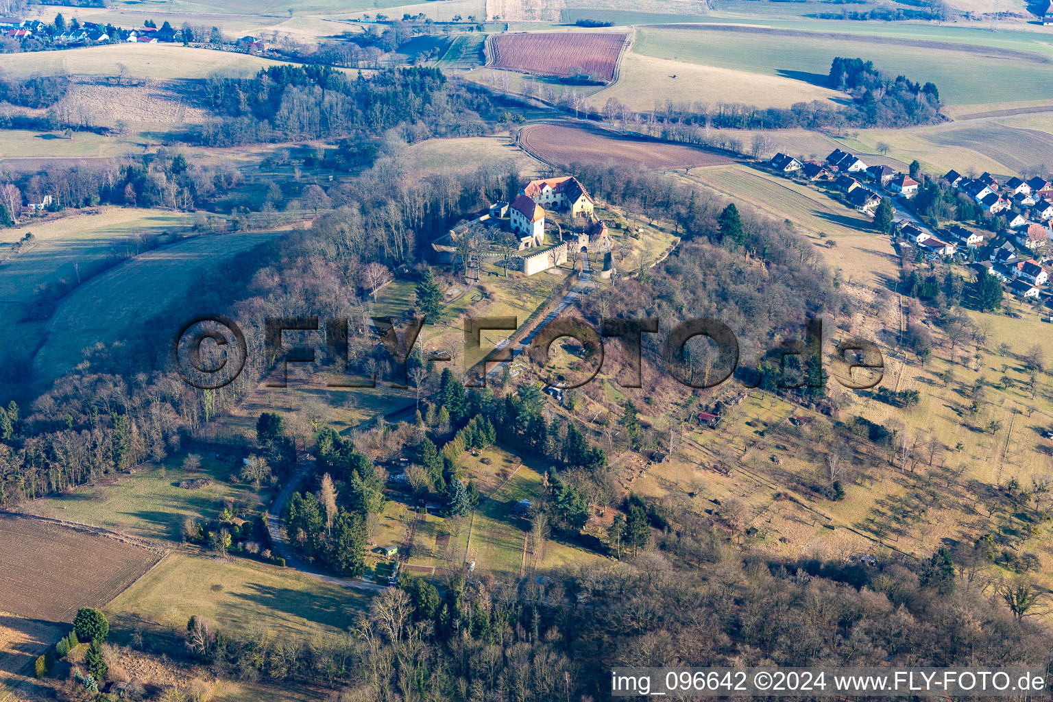 Vue aérienne de Château Reichelsheim à Reichelsheim dans le département Hesse, Allemagne