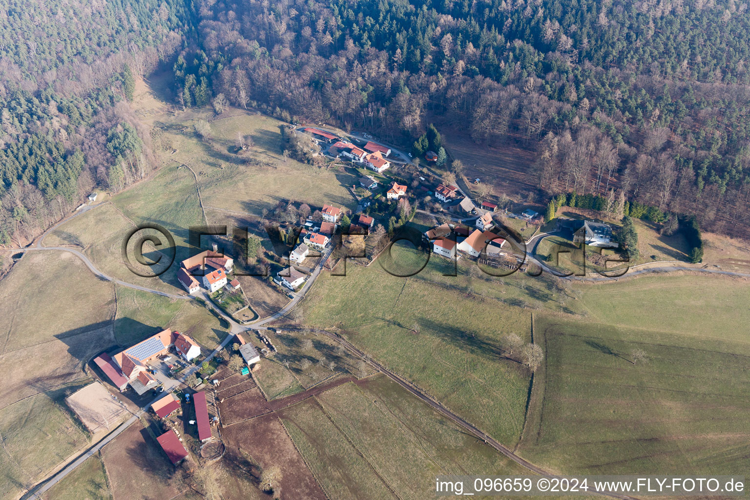 Vue aérienne de Mossau-Rohrbach à Rohrbach dans le département Hesse, Allemagne