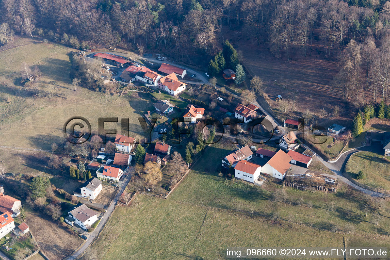 Vue aérienne de Mossau-Rohrbach à Rohrbach dans le département Hesse, Allemagne