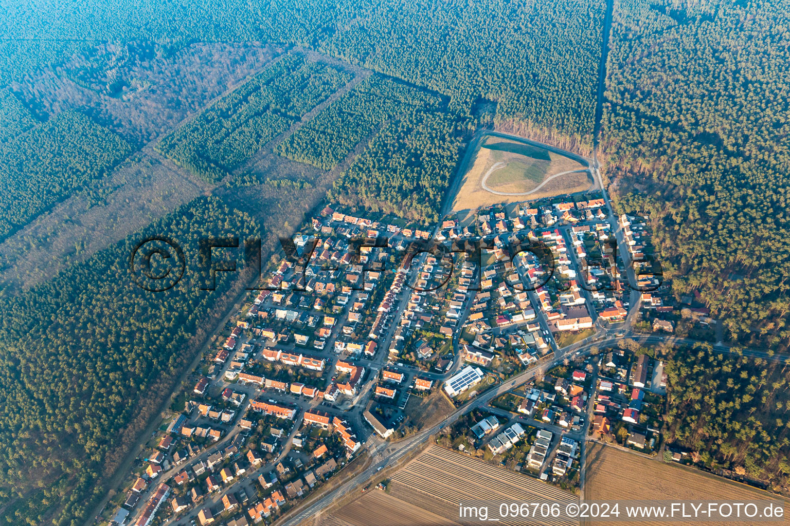 Vue aérienne de Biotope à le quartier Neuschloß in Lampertheim dans le département Hesse, Allemagne