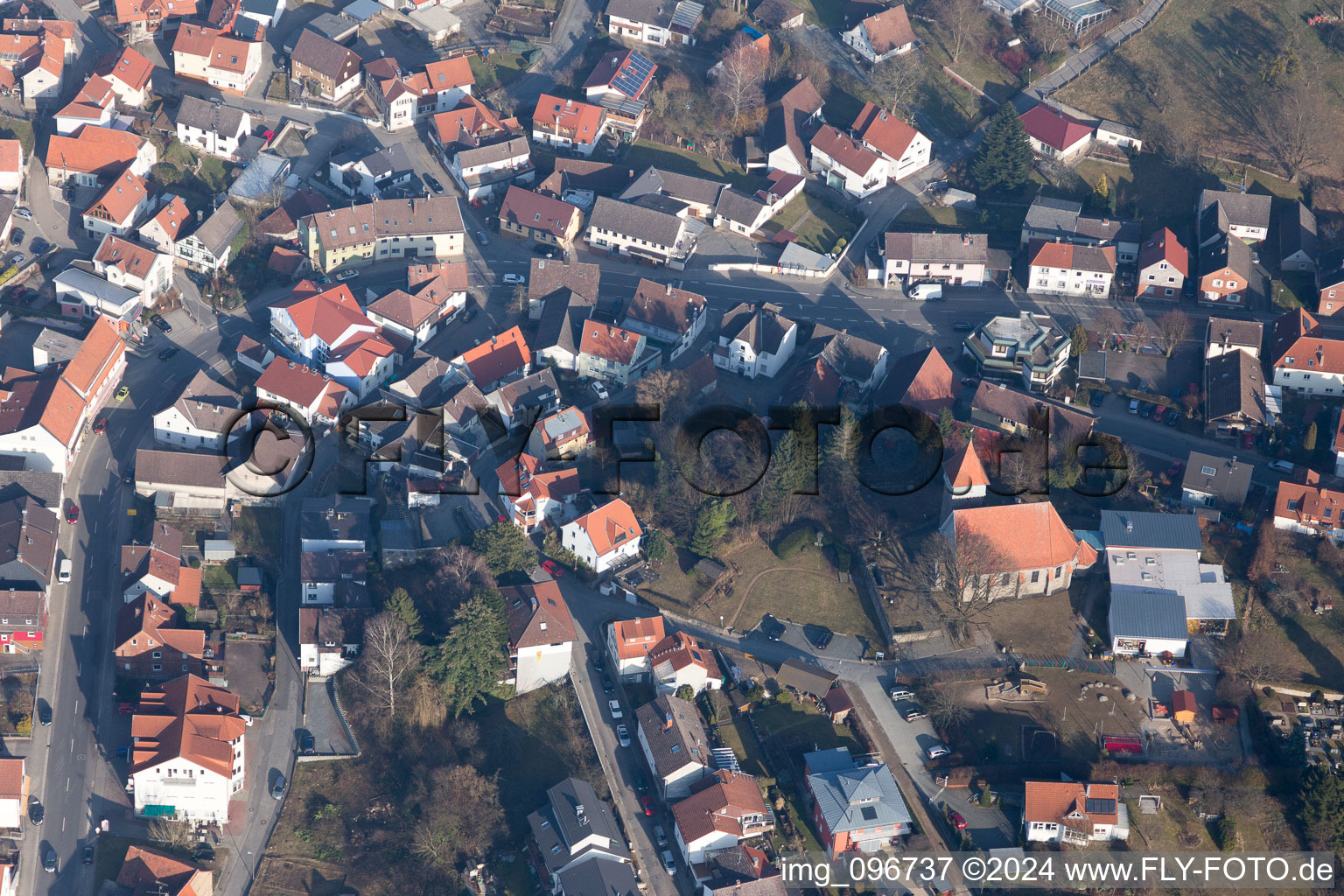 Vue oblique de Gadernheim dans le département Hesse, Allemagne