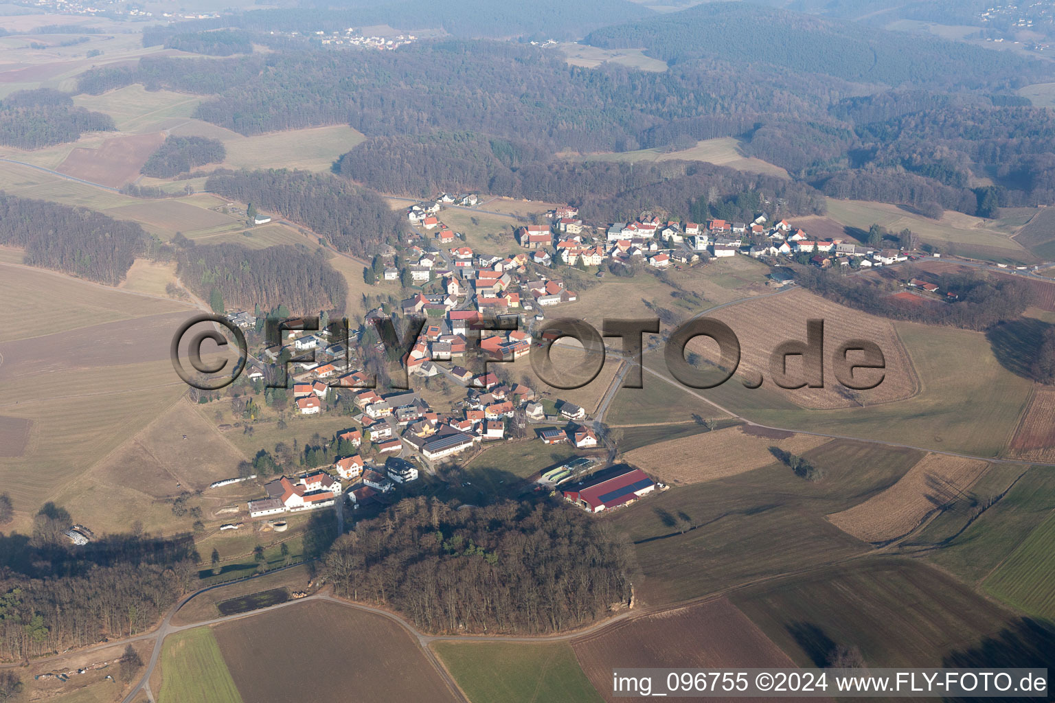 Vue aérienne de Böllstein dans le département Hesse, Allemagne