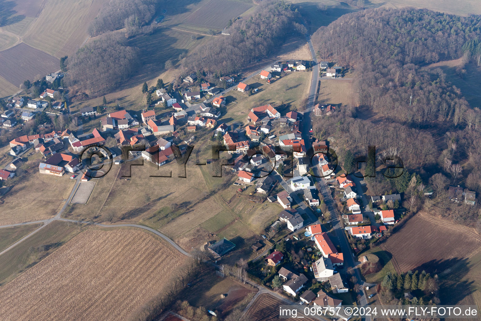 Vue aérienne de Böllstein dans le département Hesse, Allemagne