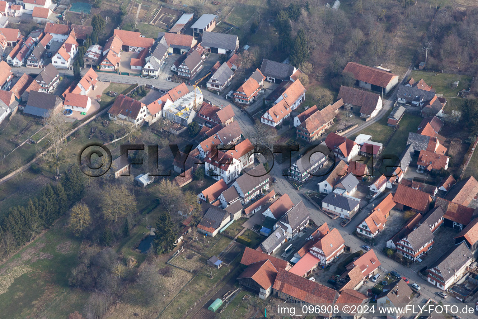 Seebach dans le département Bas Rhin, France vue du ciel