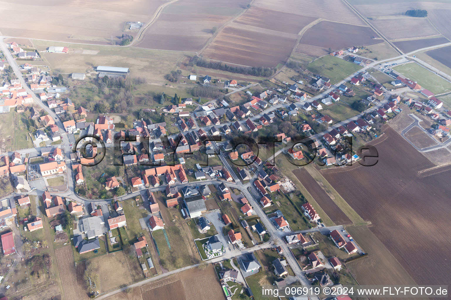 Oberlauterbach dans le département Bas Rhin, France d'en haut