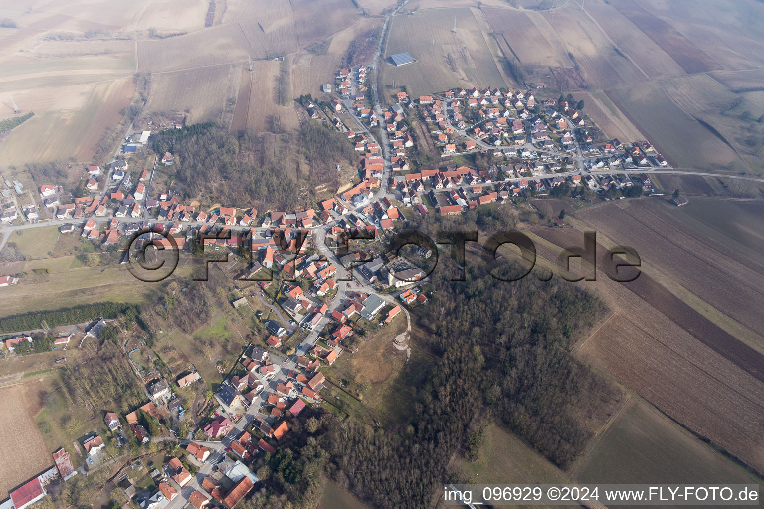 Vue aérienne de Neewiller-près-Lauterbourg dans le département Bas Rhin, France