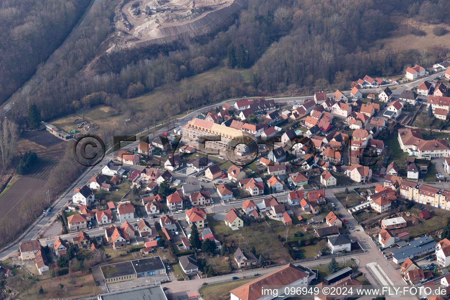 Vue d'oiseau de Lauterbourg dans le département Bas Rhin, France